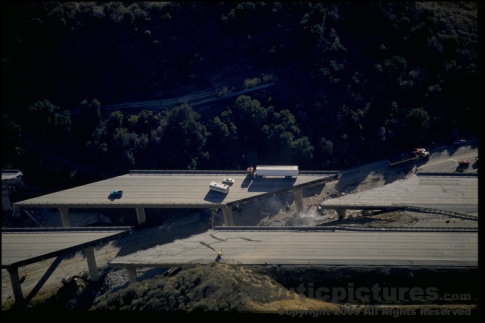 Stock Photo - Northridge Quake Bridge Collapse - Aerial - Royalty Free