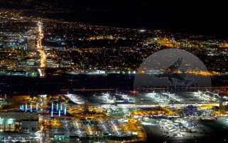 Los Angeles Aerial Stock Footage 4K - Los Angeles International Airport - LAX Night HD