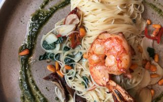 Pasta Stock Photo - Angel Hair Pasta with Prawn - Food Stock Photos