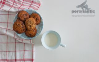 Food Stock Photo - Fresh Baked Chocolate Chip Cookies on a Plate and a Glass of Milk Royalty Free Download